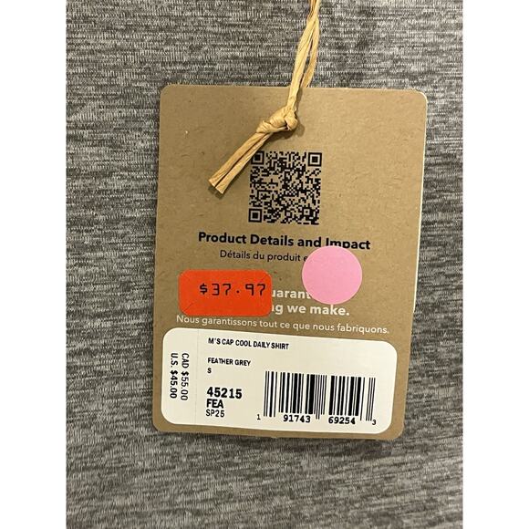 Patagonia Men’s Capilene Cool Daily Shirt T-Shirt Feather Gray NEW NWT Small S - Picture 5 of 5